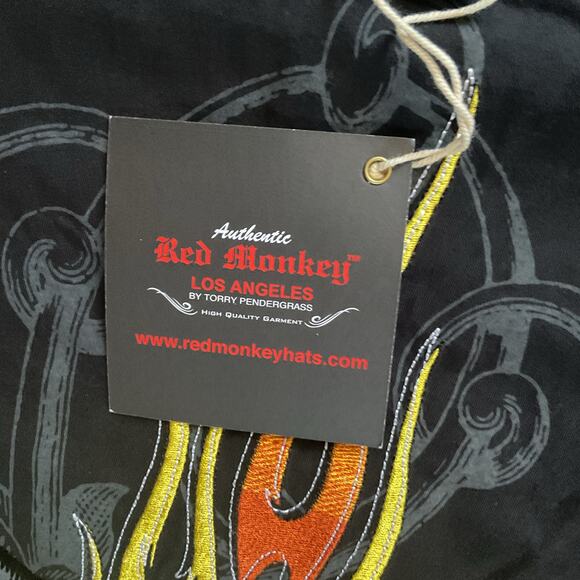 Red Monkey Y2K Streetwear Shirt Los Angeles Flame Hand Graphic Tee Men’s Sz S - Picture 8 of 11